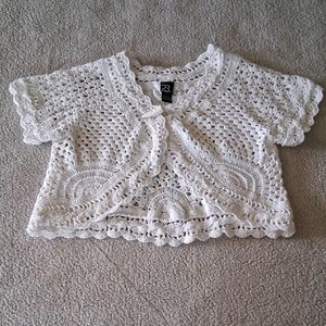 Chic White Crochet Women's Blouse